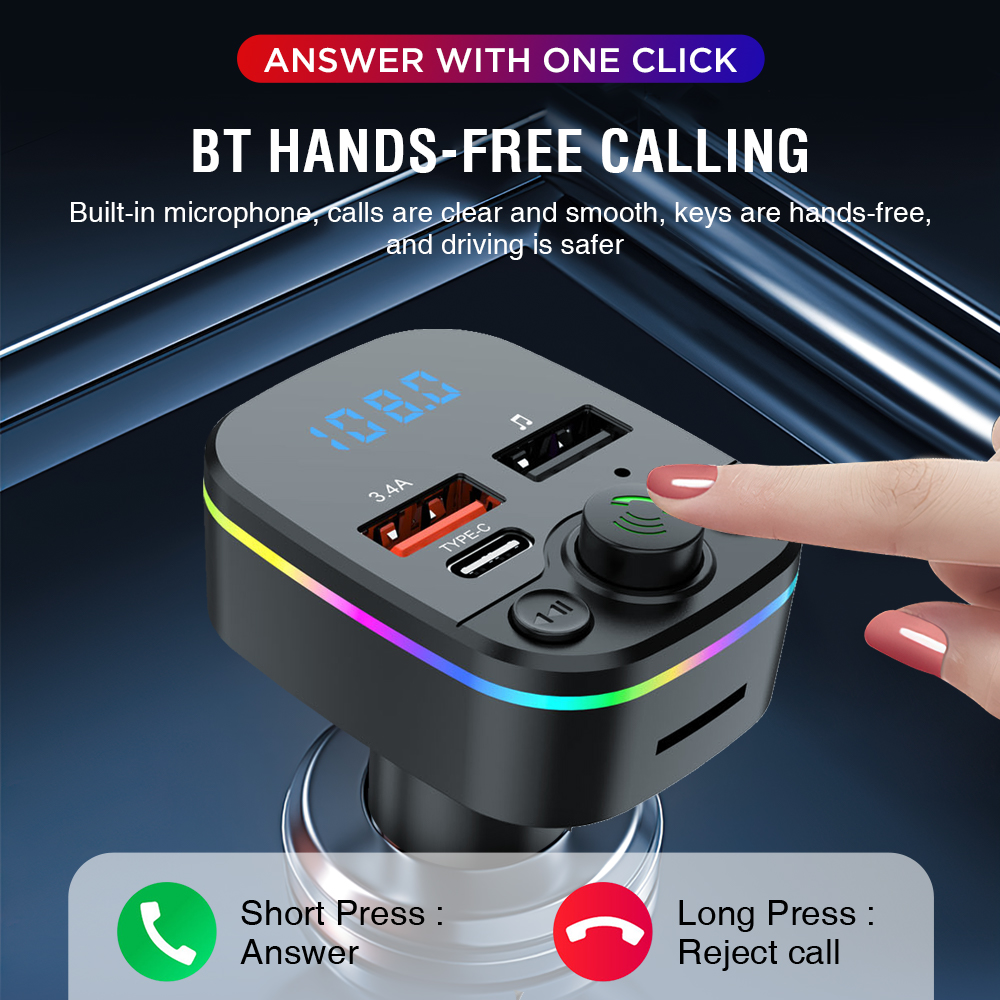 FM трансмиттер автомобильный Bluetooth MP3 USB быстрая зарядка