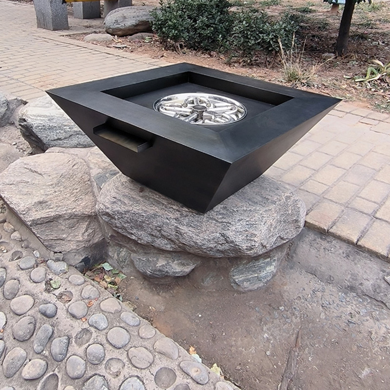 Stainless Steel Water Fire Bowls Outdoor Gas Fire Pit Waterfall