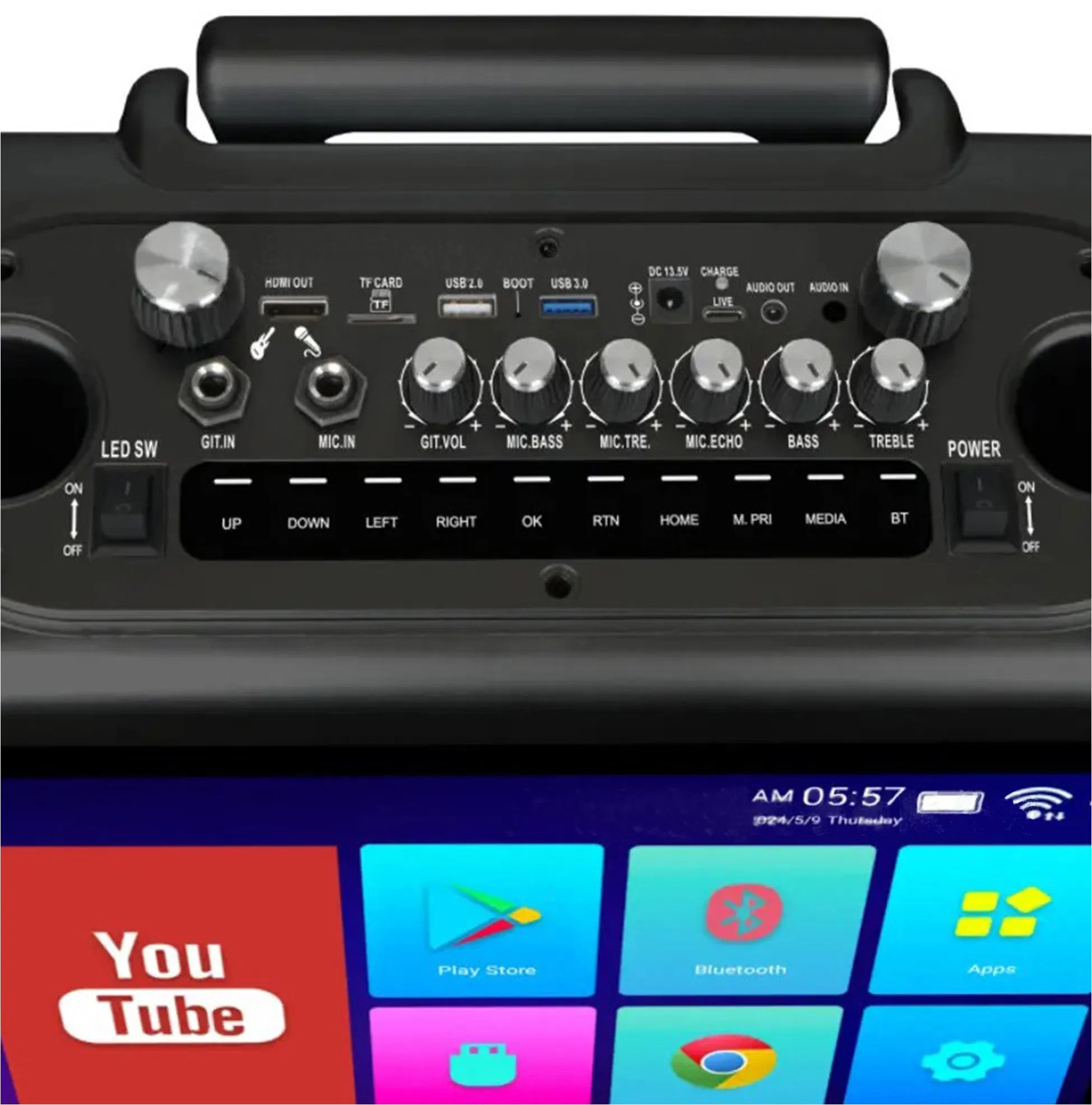 Портативная колонка-караоке 60Вт с Android и сабвуфером