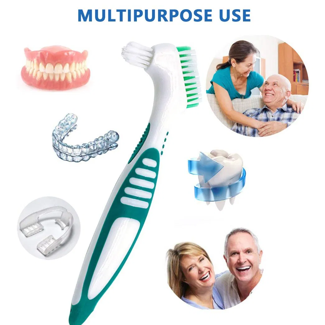 False Teeth Denture Brushes with Double Sided Denture Cleaning Toothbrush
