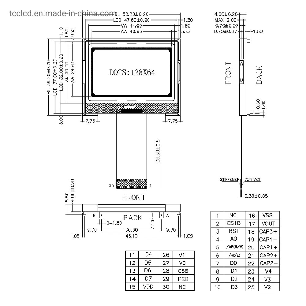 Графический LCD-дисплей 128x64 с сенсором и контроллером ST7565R