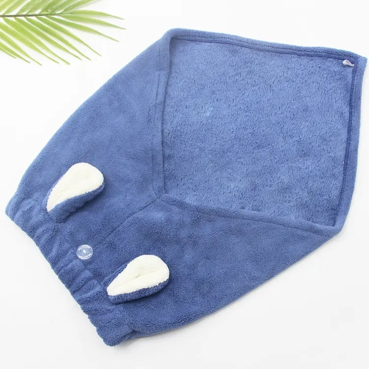 Hair Drying Towel Wrap with Rabbit Ears Hair Shower Cap