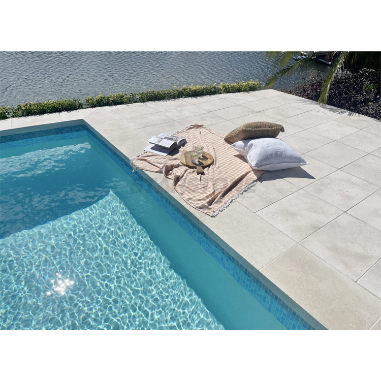 Outdoor Marble Stone Paver Sandblasted Brushed Swimming Pool Coping Limestone Tile