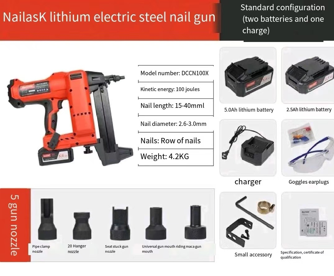 20V Lithium Concrete Nail Gun Deep Penetration Into Cement C30