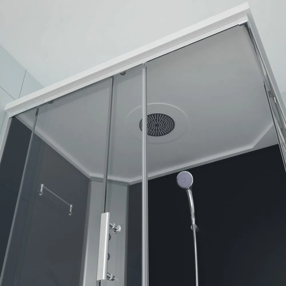Chromed Aluminium Alloy Toughened Glass Rectangle Simple Shower Cabin 120X80