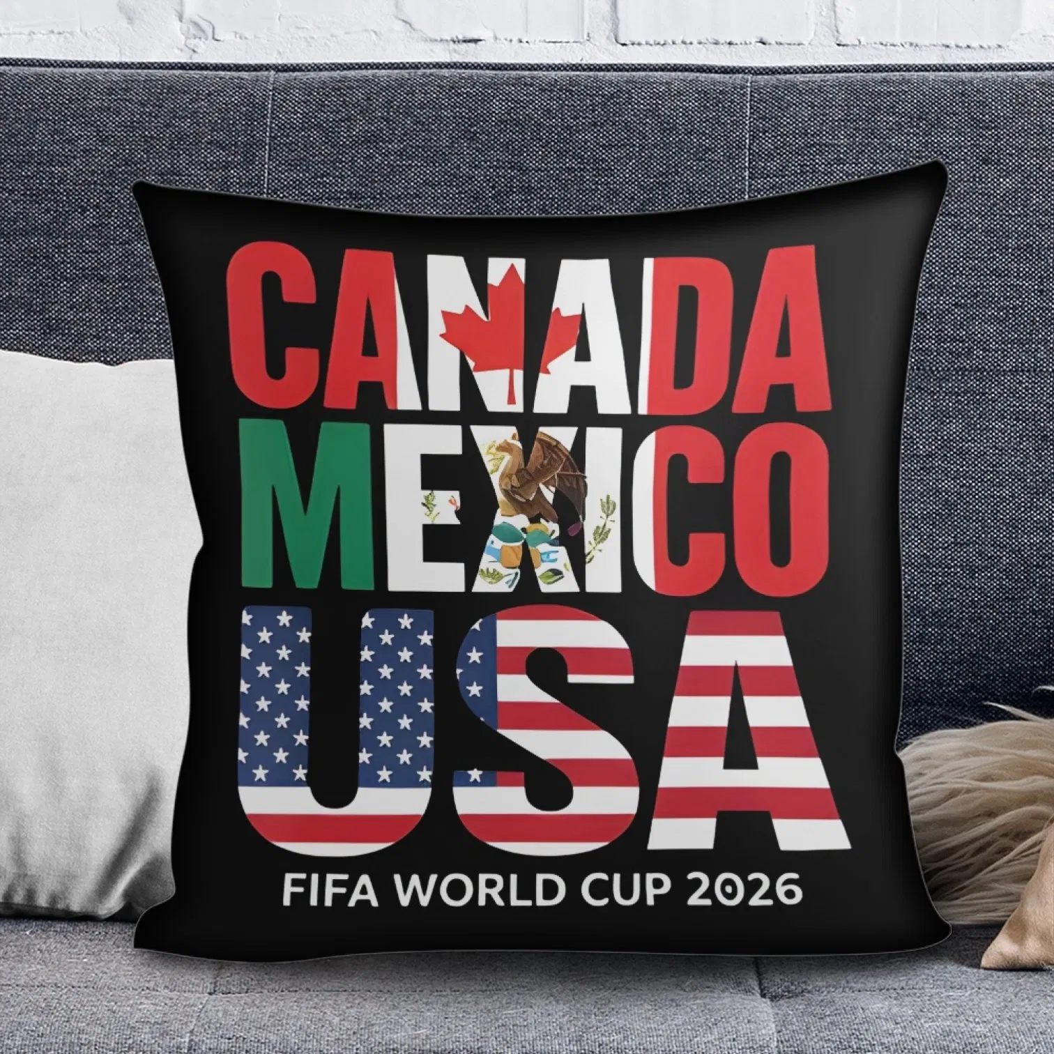 Home Decoration Fan Merchandise 2026 World and Cup Commemorative Throw Pillow