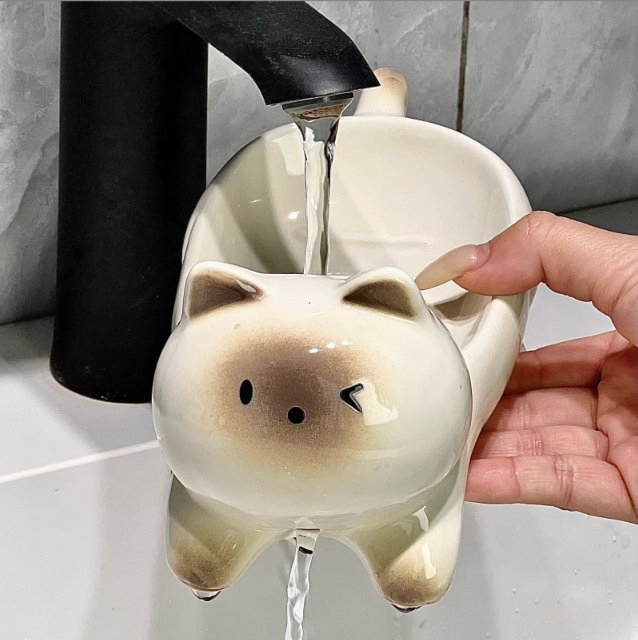 Cute Animal Resilient Ceramic Soap Tray Quick Dry Bathroom Accessories