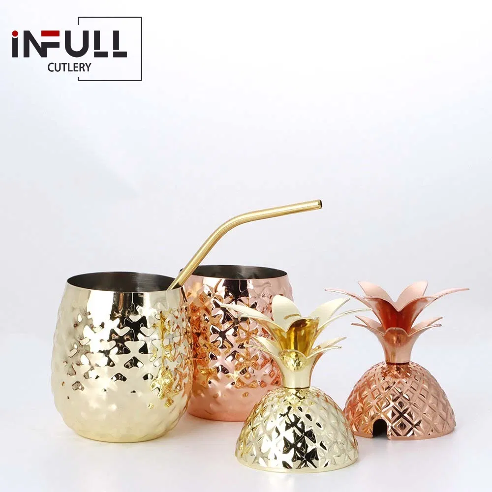 Pineapple Stainless Steel Metal Cups 400ml Beer Mug with Bar Tool