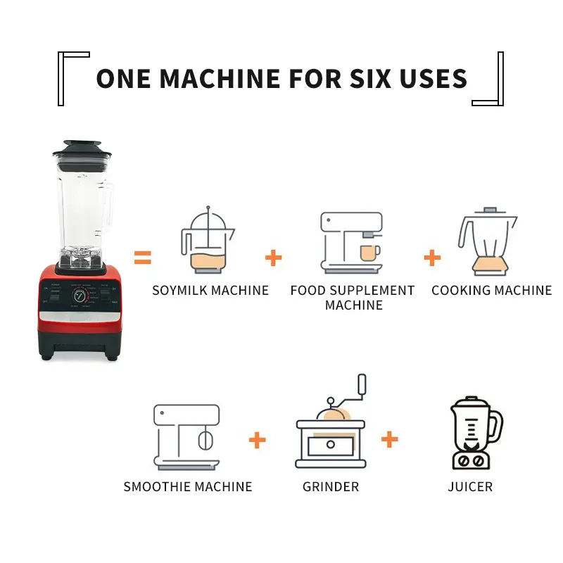 Ranbem Adjustable Speeds 6 Stainless Steel Blades Smoothie Blender Licuadora Mixer Grinder Fresh Juicer Blender