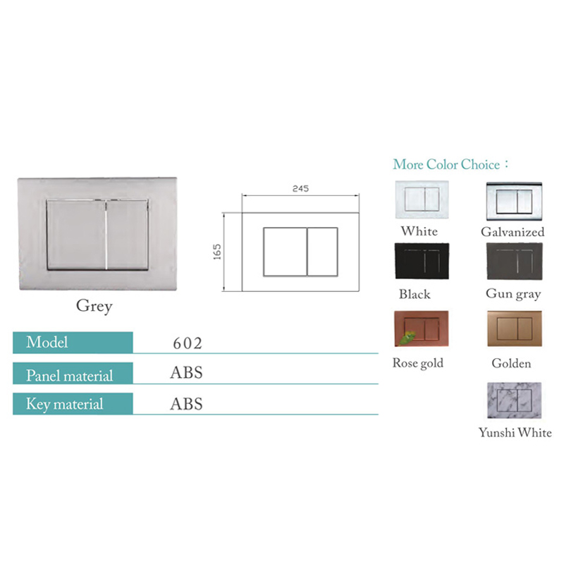 ABS Concealed Tank Toilet Press Button Gun Grey Color Bathroom Hidden Plastic Wall Flush Button Control Panel