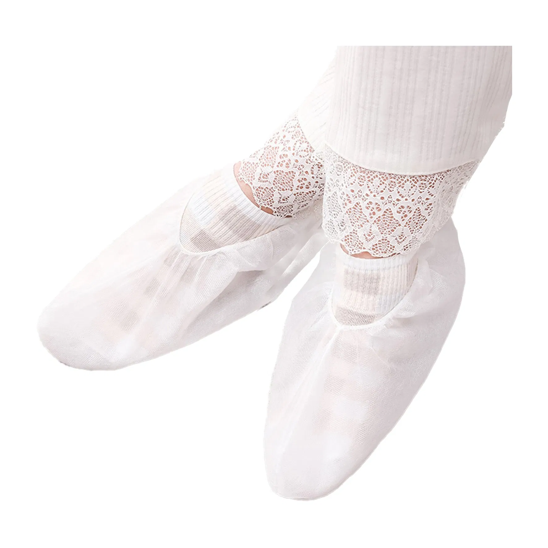 Wholesale Women White Woven Black Sock Covers The Solid Disposable Socks