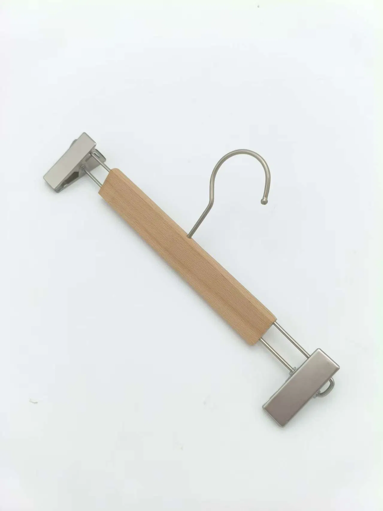 Smooth Branding Beech Wooden Straight Skirts Trousers Pants Nickeled Seamless Clips Hanger
