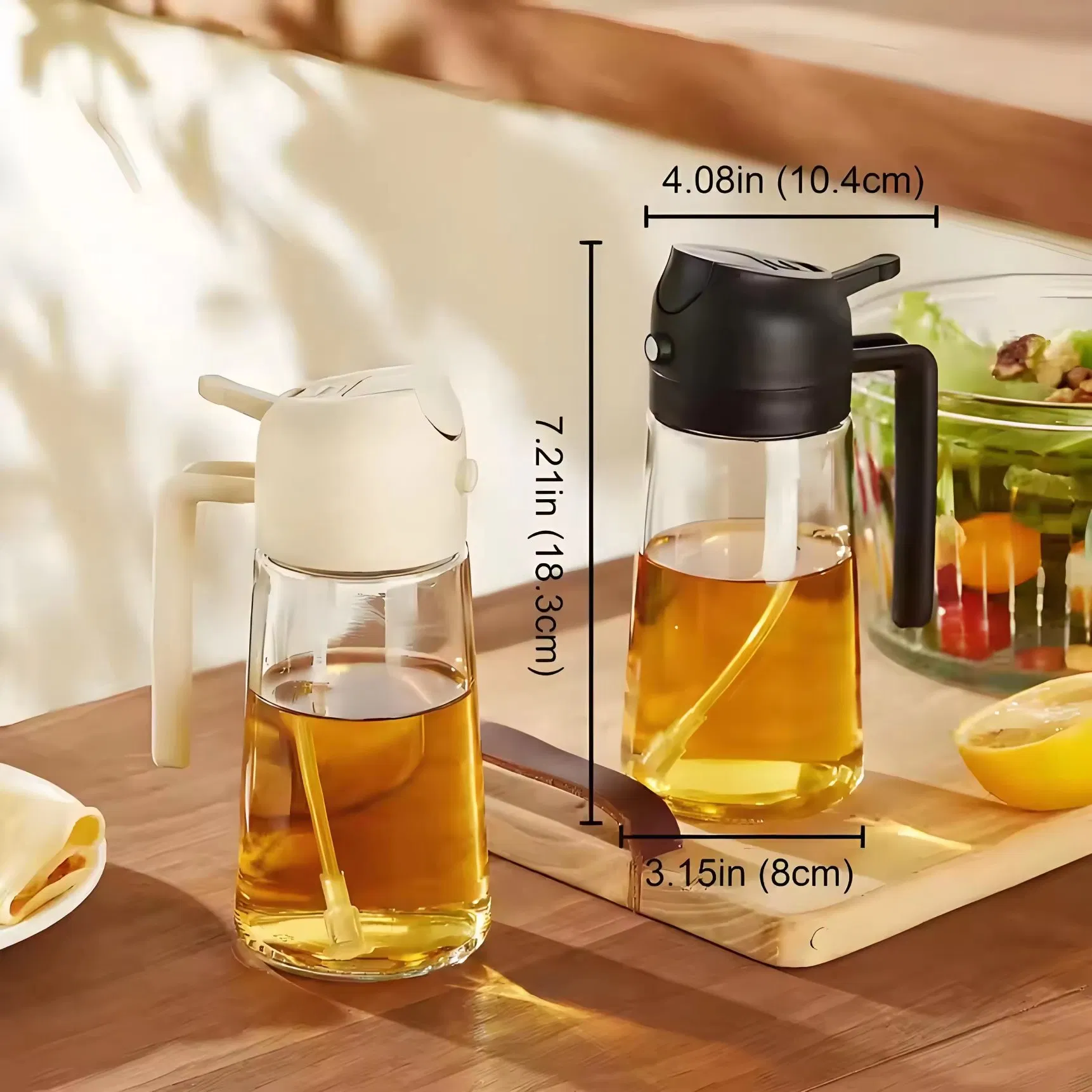 Hotsales 16oz/470ml Premium Eco-Friendly Glass 2-in-1 Cooking Tool Dispenser Bottle with Sprayer for Olive Oil