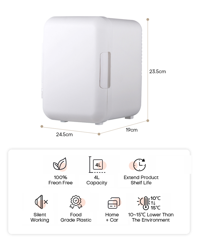 Wholesale Portable White 4L Cosmetics Small Refrigerator