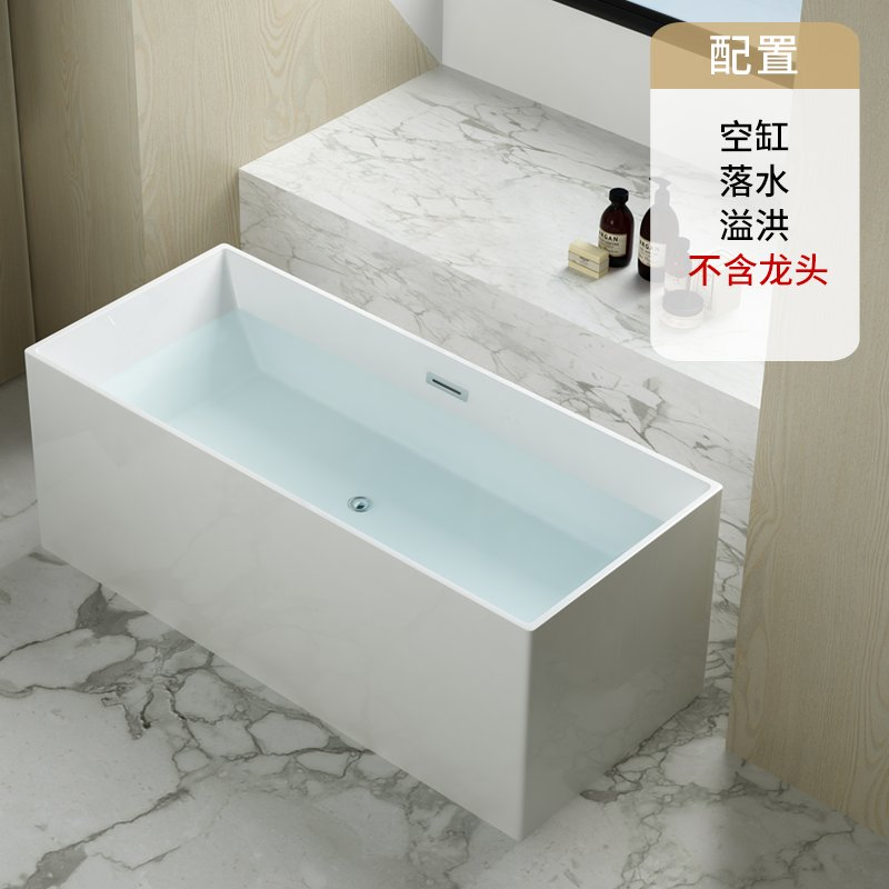 2023 Modern Concise Style Rectangular Shape Freestanding White or Black Color Customized Bathtub Outdoor and Indoor Bath Tub