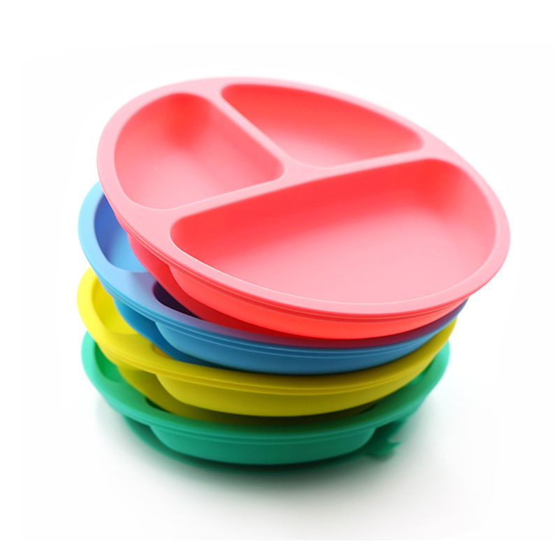 Customized Shape Wholesale Silicone Dinner Plate Non-Slip Divided Plate
