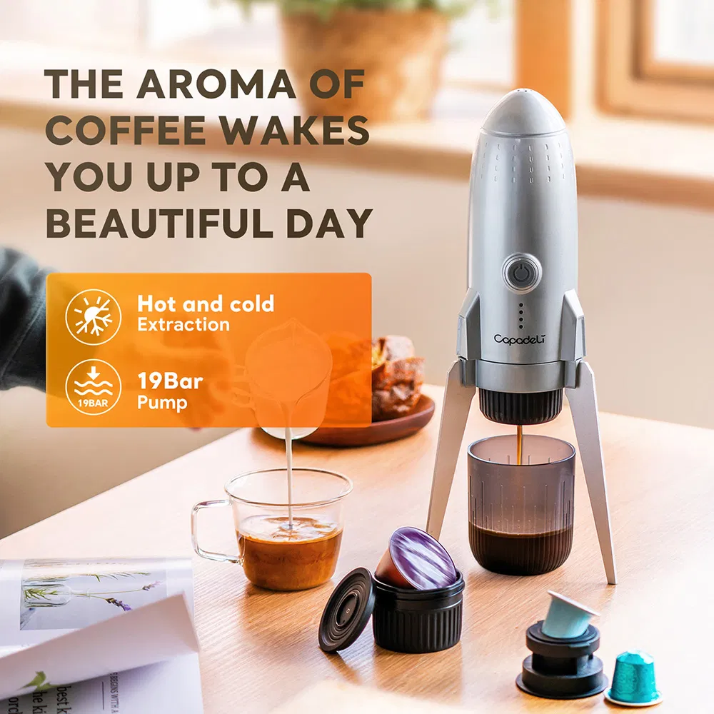 Manual Portable Espresso Machine - Rechargeable, Makes Coffee Without Electricity