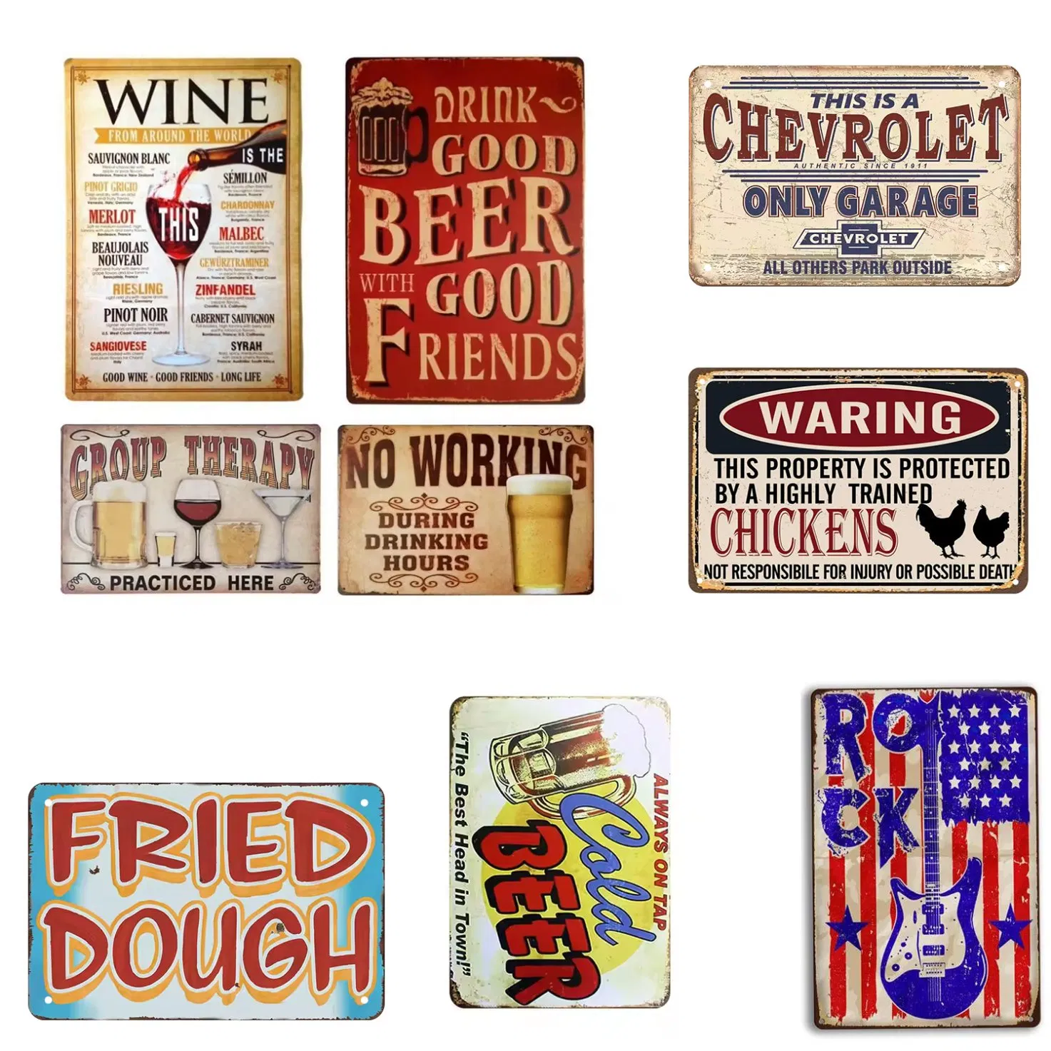 Wholesale Metal Advertising Sign Wall Decorations Retro Style Beer Signs Metal Wall Hanging Plate Vintage Decorative Tin Sign