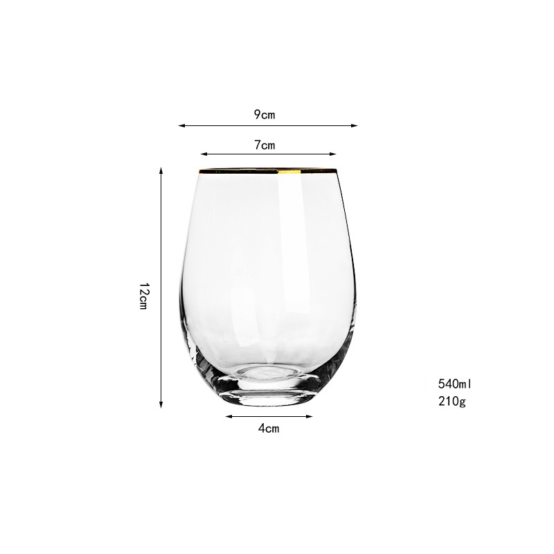 Premium Wine Glass Borosilicate Crystal Clear Stemless Wine Glasses for Red Wine Juice Water