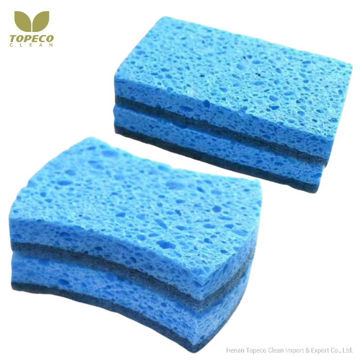 Topeco Direct Factory Price Wood Pulp Sponge Kitchen Scourer Pad Cellulose Cleaning Sponge