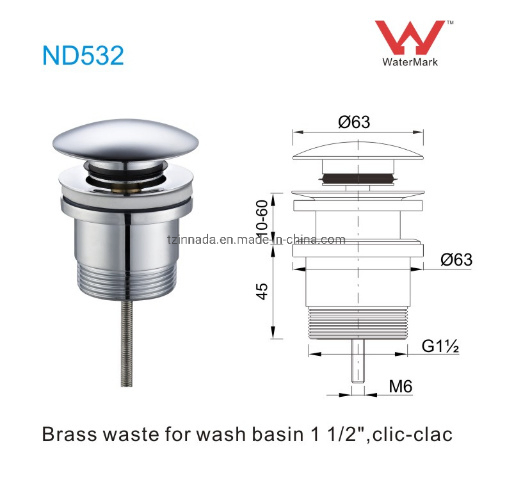 Сифон для раковины с кнопкой, хром, 1 1/2 дюйма