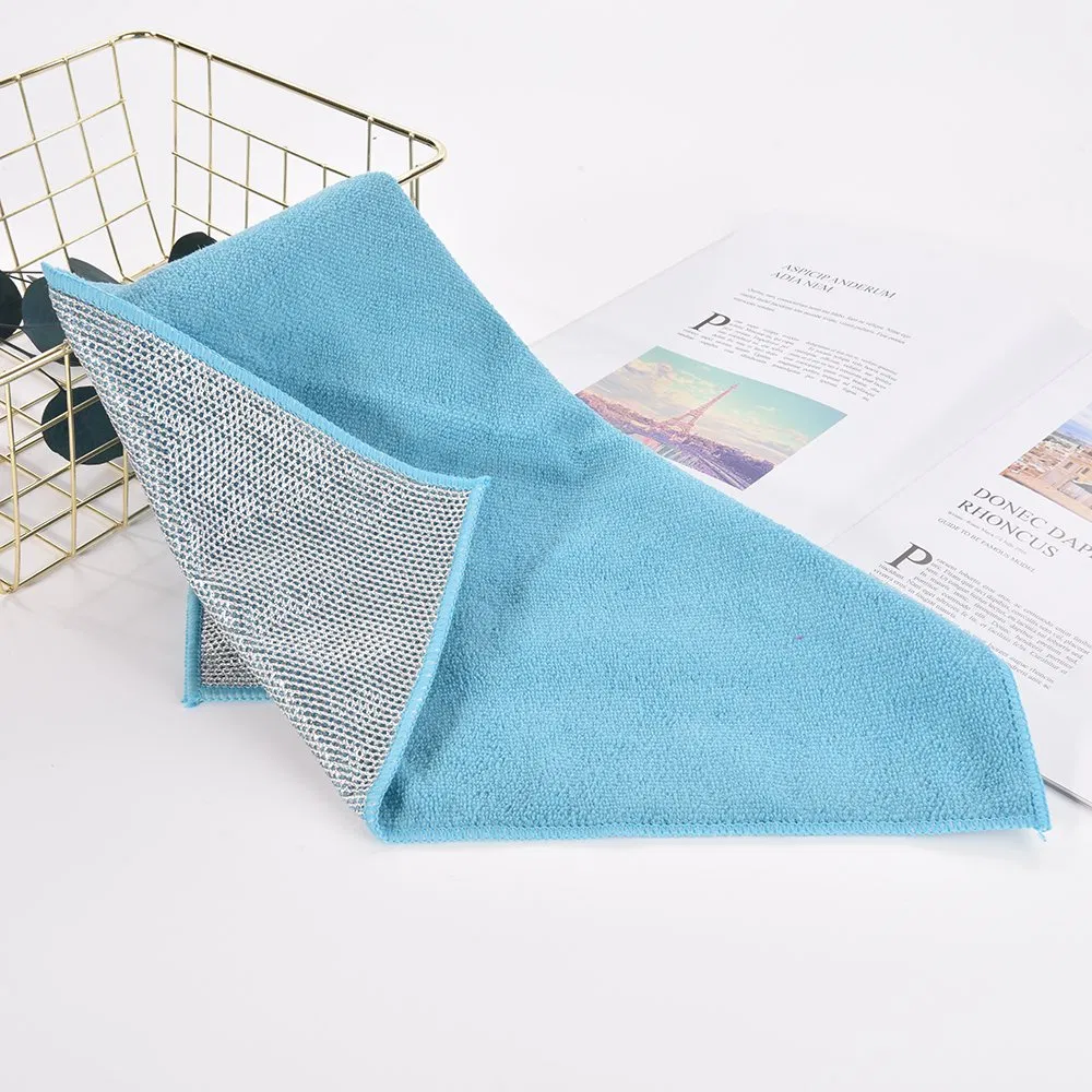 Customized Silver Wire Microfiber Household Kitchen Dish Cleaning Cloth
