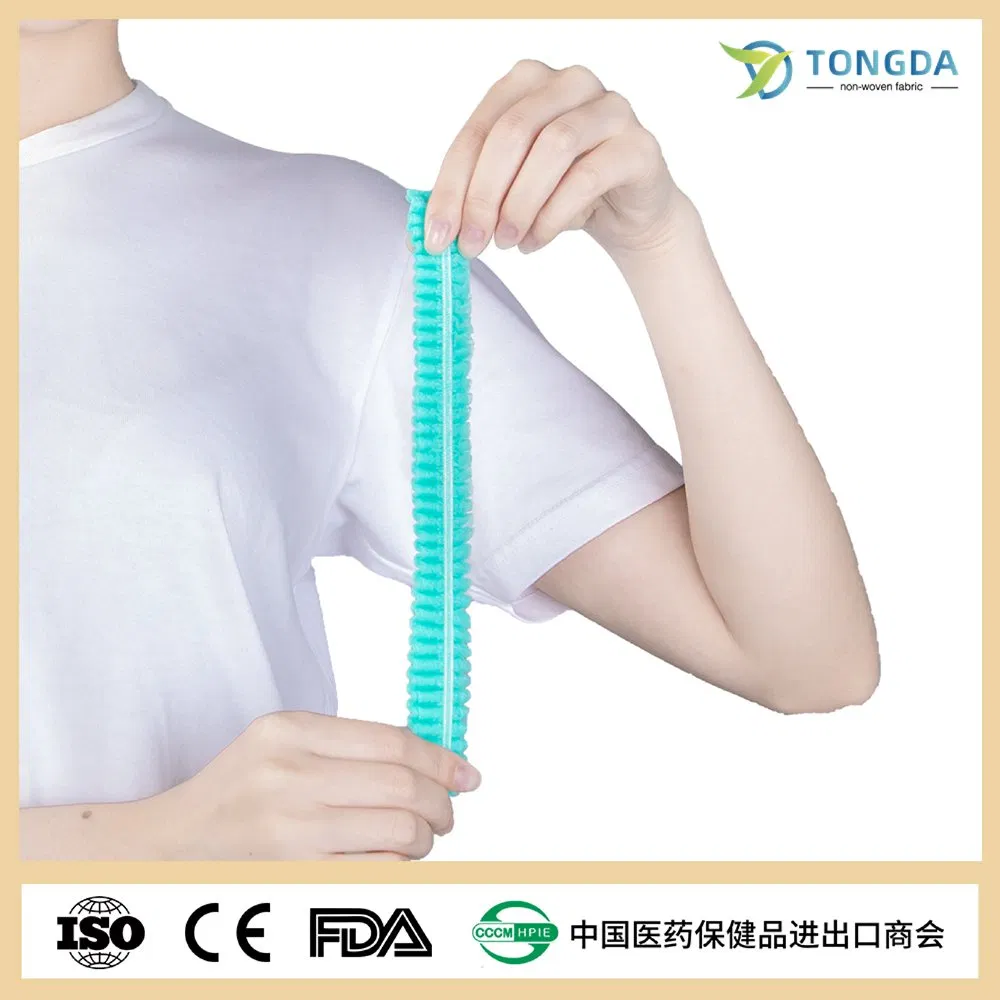 Disposable Spray Hair Net Non-Woven Strip Caps Double Elastic Bands