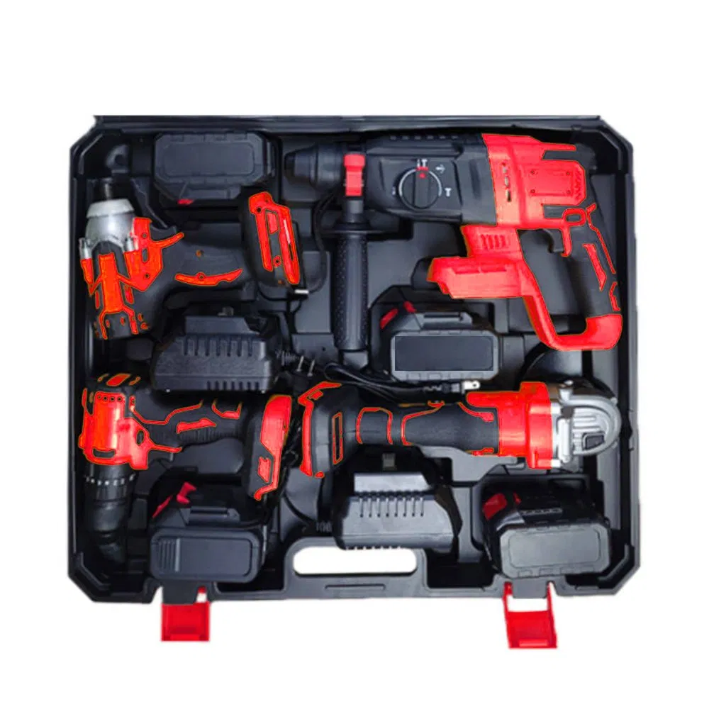 Glgw 20V Power Combination Kit Battery Powered Impact Drill Wrench Angle Grinder Hammer Drill Tool Set