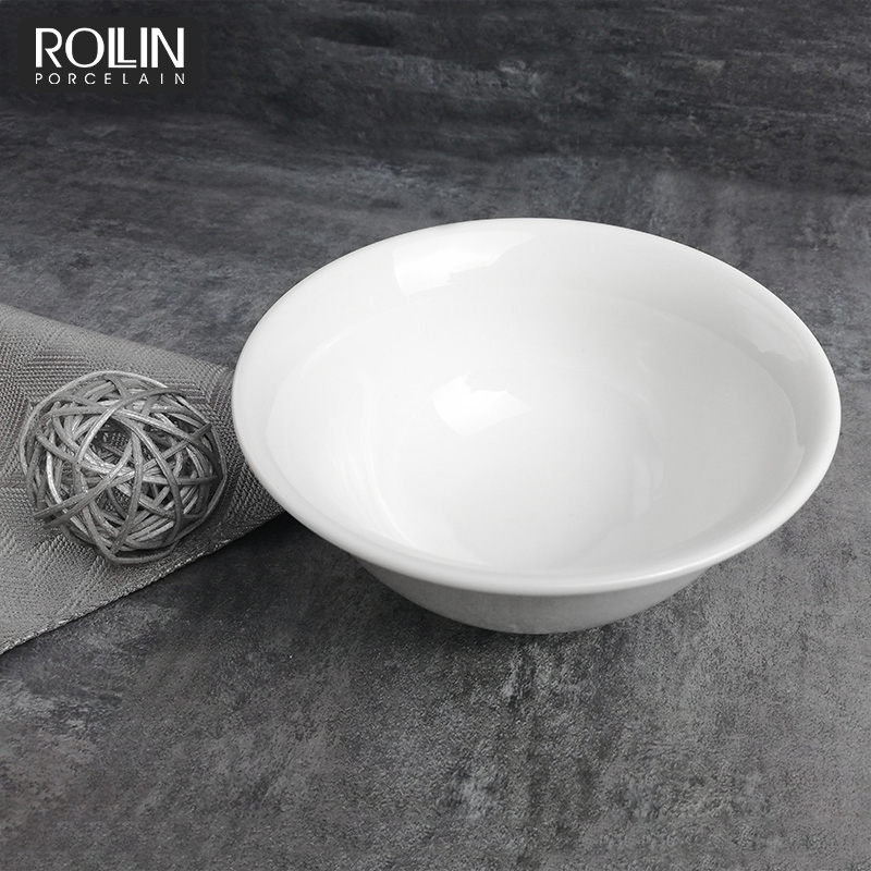 Hot Selling Round White Porcelain Rice Bowl Noodle Bowl