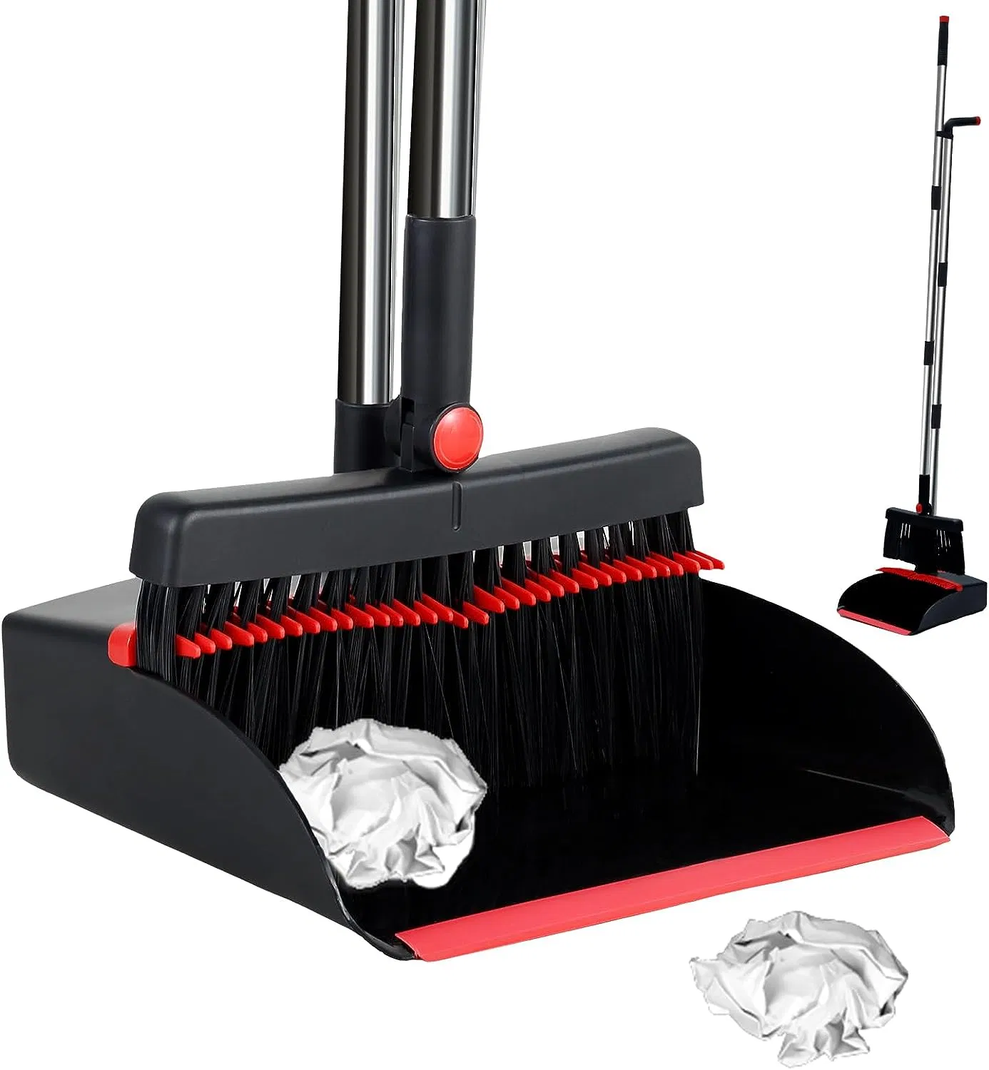 Household Telescopic Handle Broom and Dustpan with Dustpan Teeth