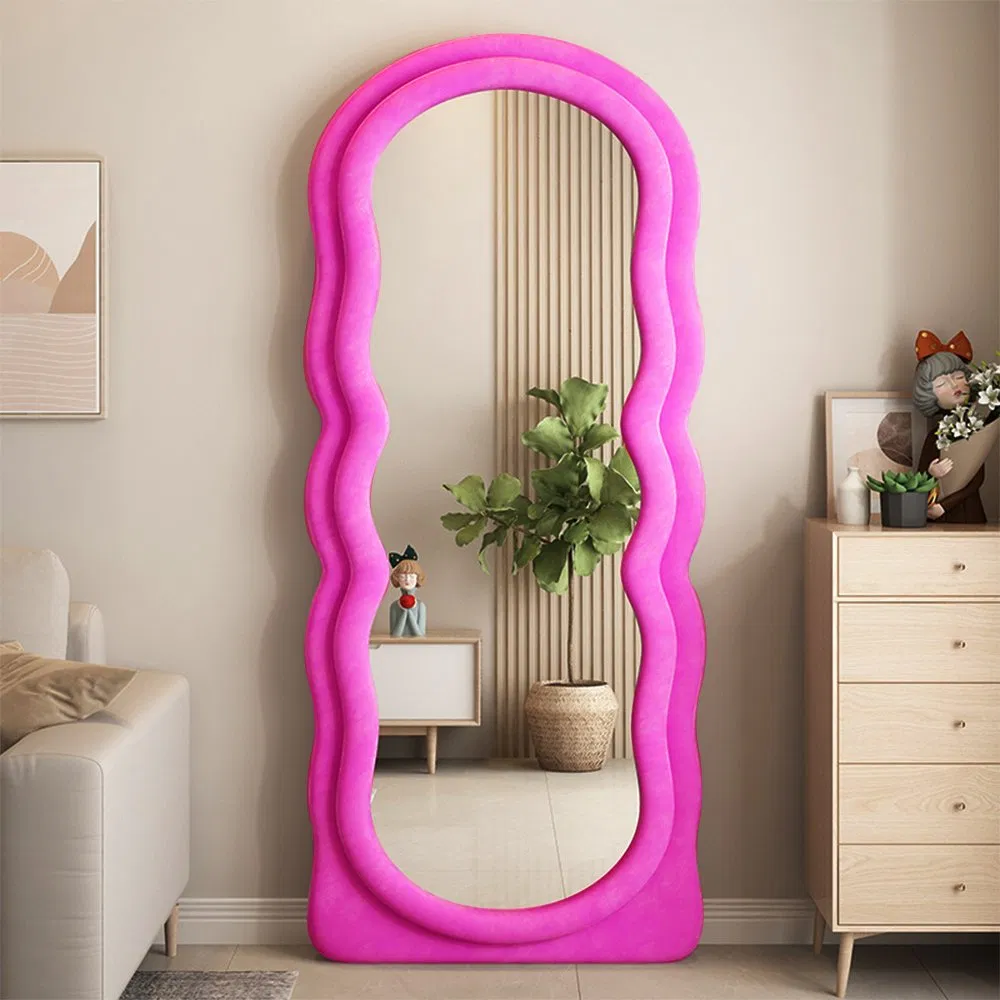 Home Decor Irregular Wavy Modern Mirrorl Full Length Floor Wavy Wall Floor Mirror
