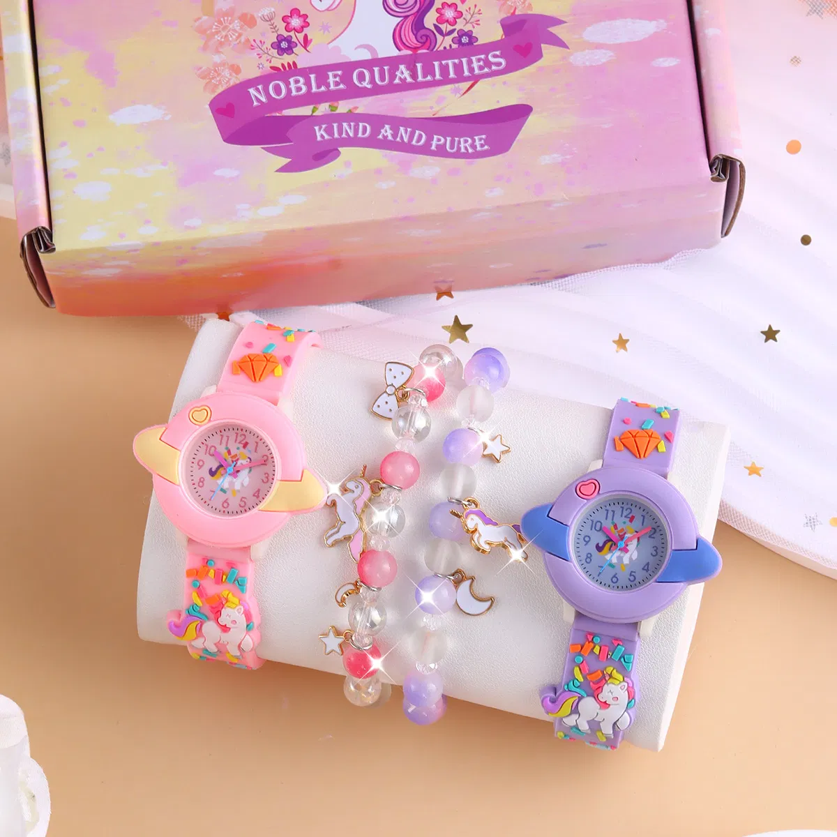 Unicorn Watch Crystal Bracelet Purple Pink Cute Cartoon