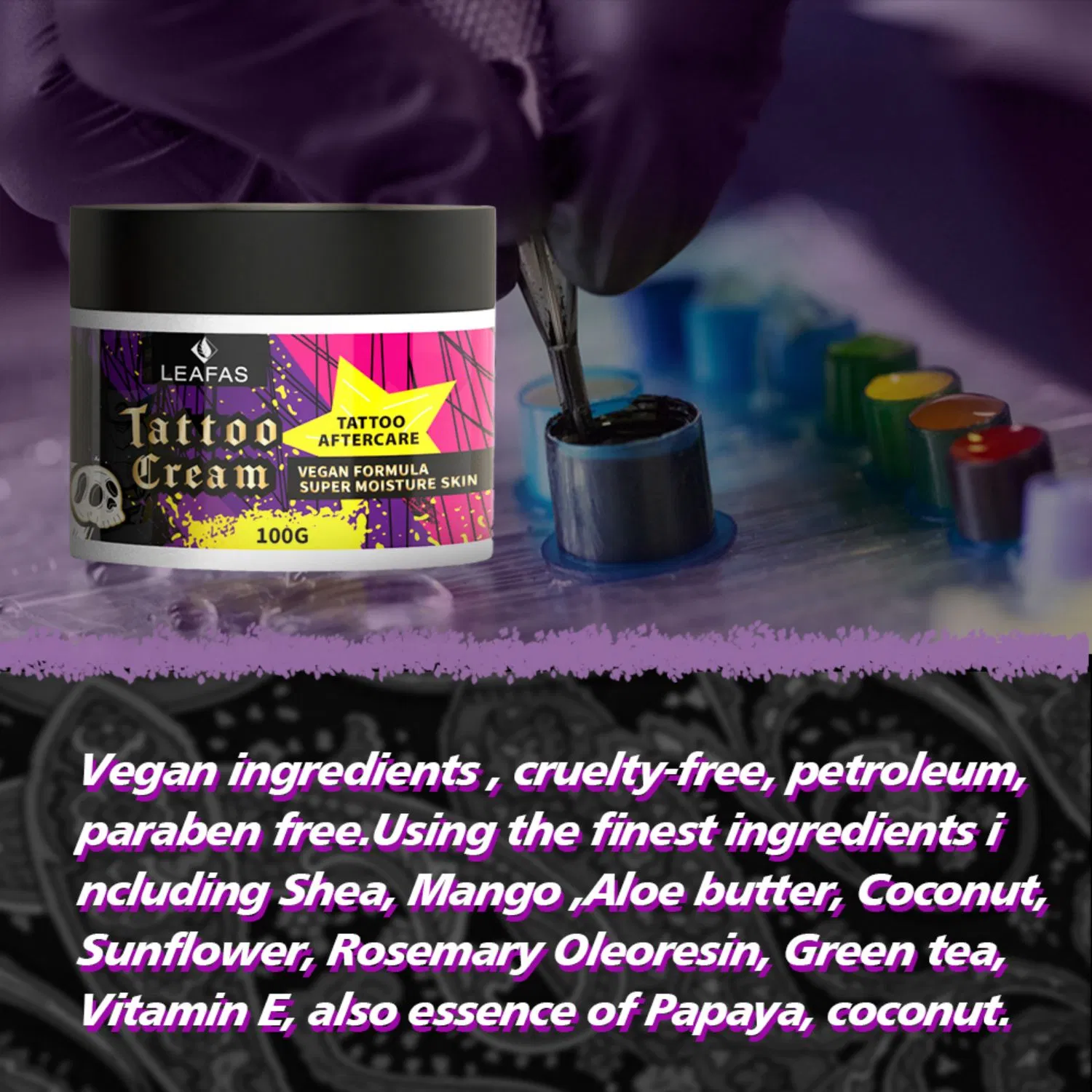Private Label Tattoo Aftercare Healing Balm Ointment, Anti-Inflammatory Herbal Relieves Itching Soothes Tattoo Intensifying Cream