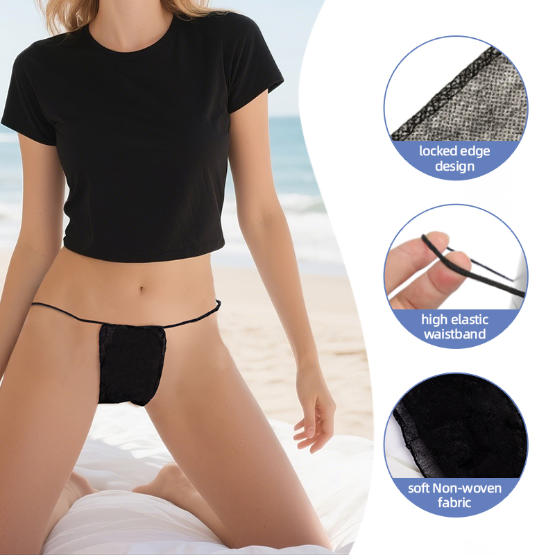 Disposable Lingerie Set Bikini Panties Black