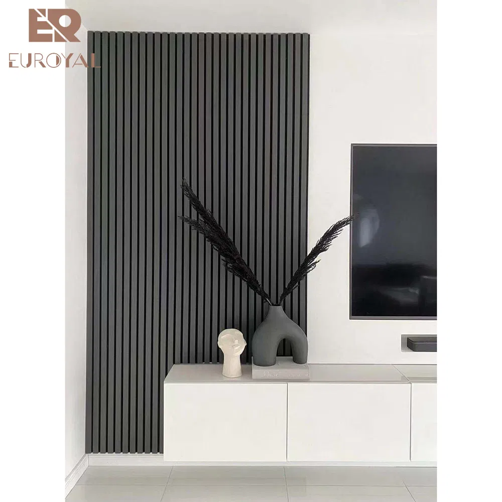 3D Exhibition Soundproofing Wooden Slats Wall Covering MDF Wood Veneer Pet Acoustic Panel