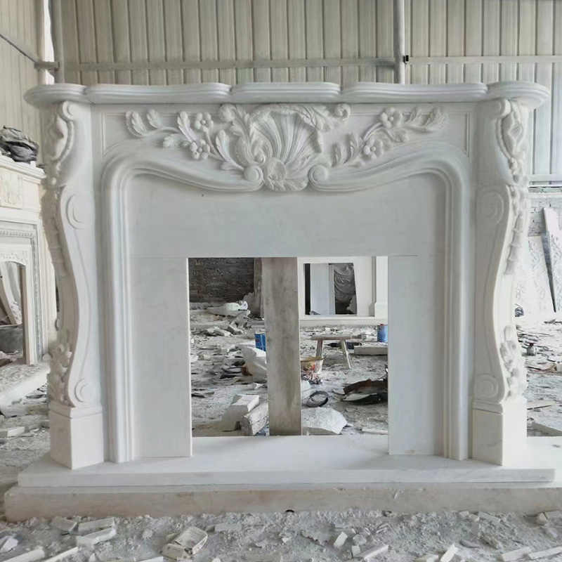 Classical and Modern White Marble Hand Carved Stone Fireplace for Interior Decoration Price