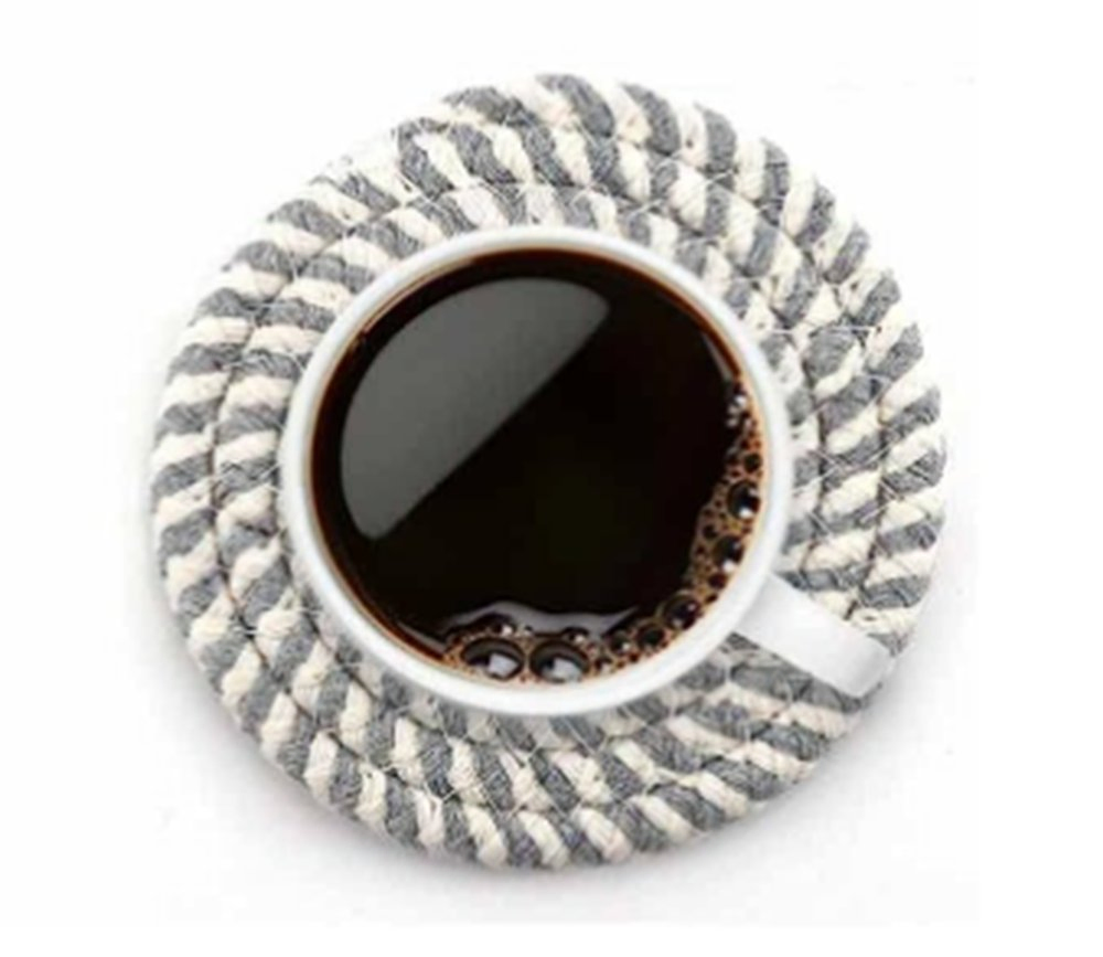 Absorbent Woven Cup Coaster Set with Holder