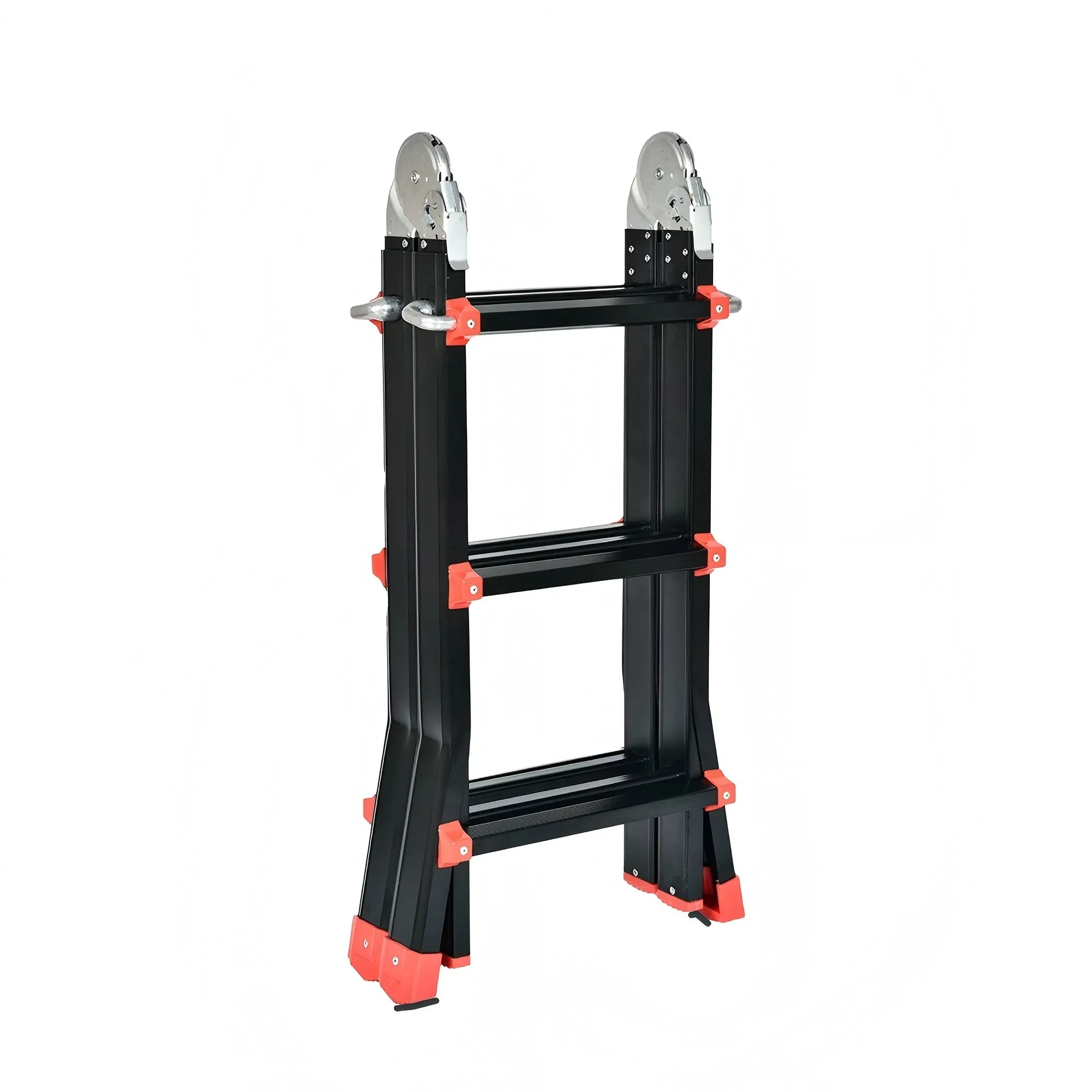 Non-Conductive Telescoping Multi-Position Black Aluminum Folding Ladder for Industrial Use