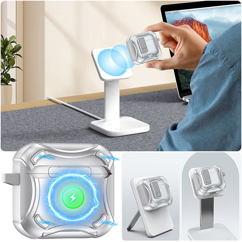 Чехол-держатель для AirPods PRO 2/4 с защитой и подставкой