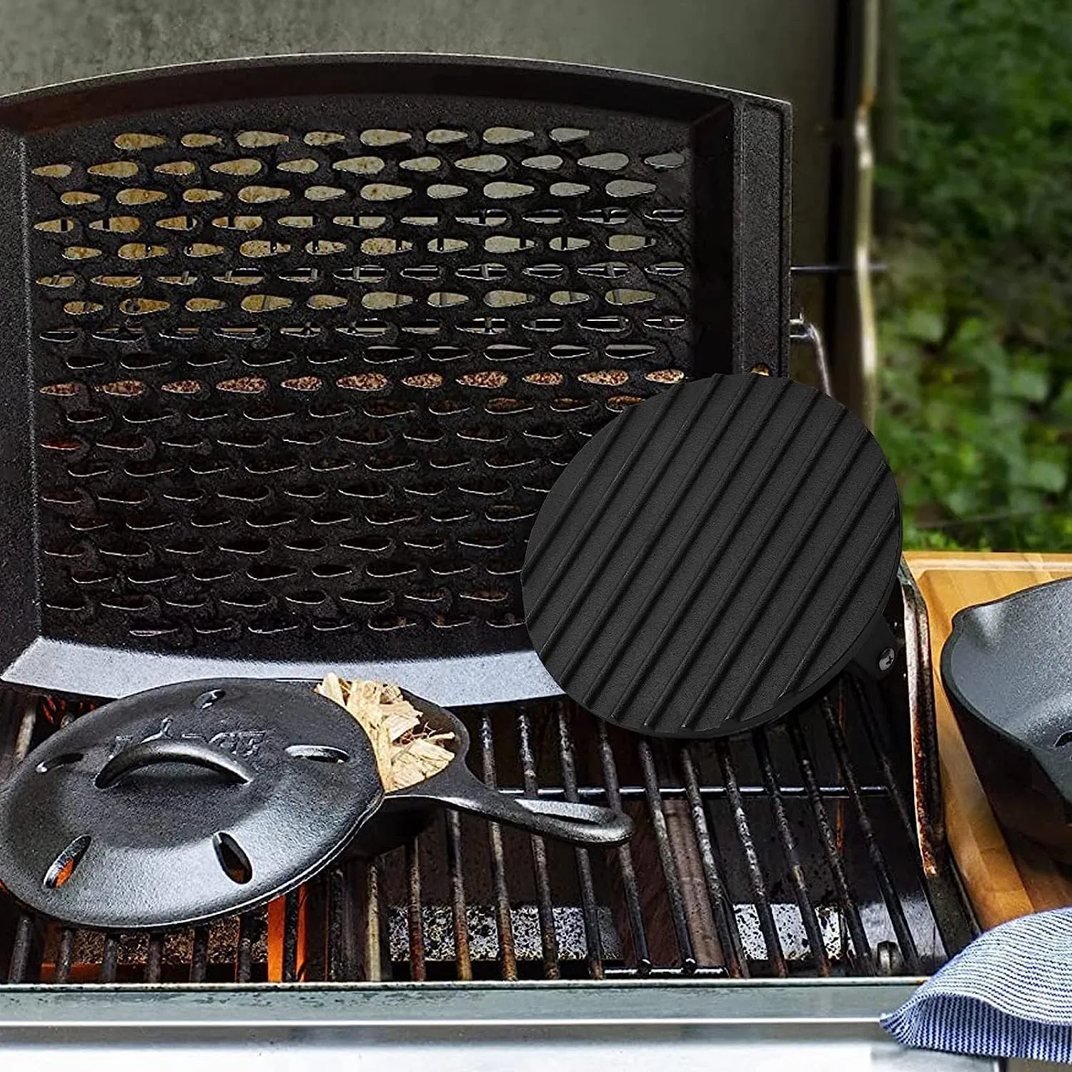 Customized Cast Iron Bacon Press Smash Burger Press Round Rectangular BBQ Cast Iron Grill Press