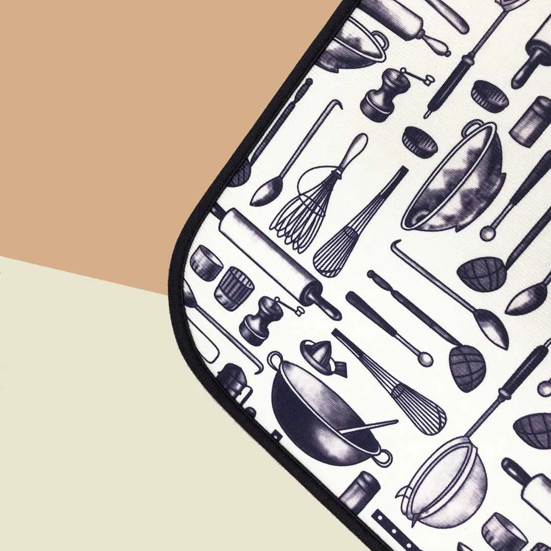 Коврик для сушки посуды из микрофибры с принтом