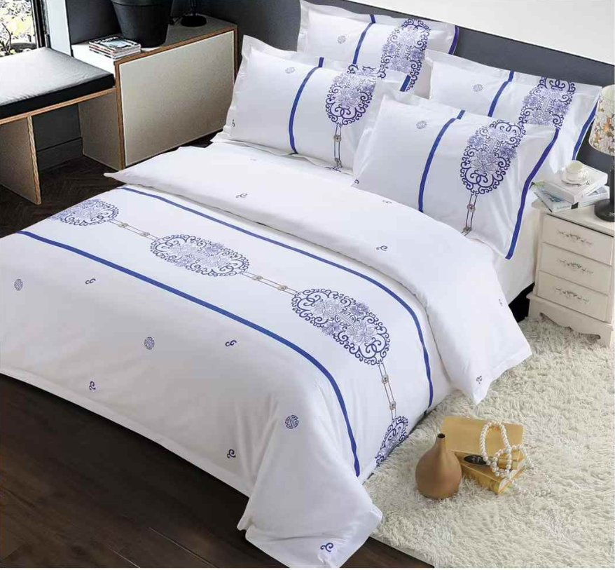 Wholesale Custom 100% Cotton Bedding Sheets Pillowcases Four Piece Set