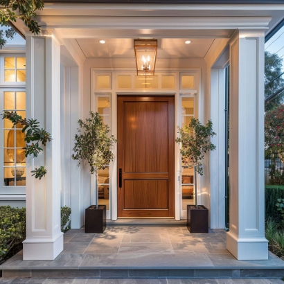 Foshang Factory Hot Sale Popular Custom Entrance Wood Door for Commercial Building