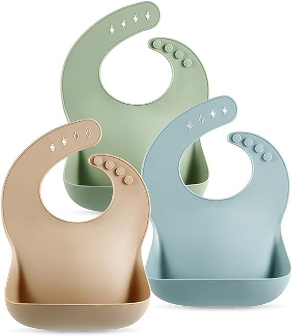 Silicone Bibs Waterproof Silicone Baby Bibs Soft Adjustable Baby Feeding