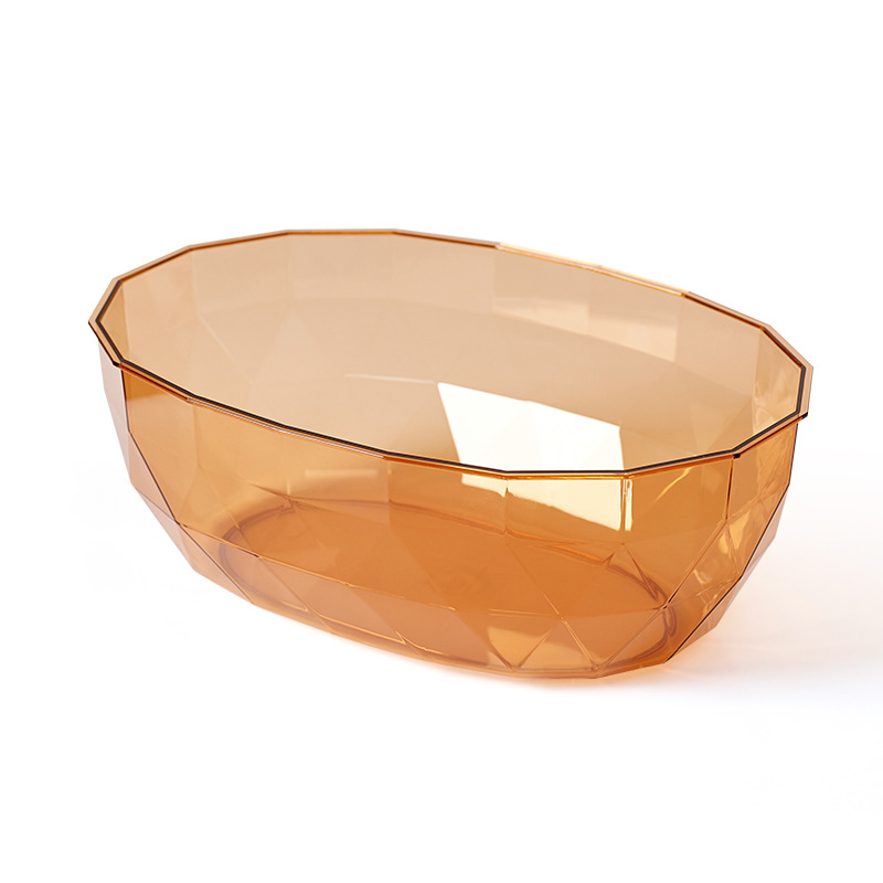 Nordic Style Polygon Transparent Plastic Bowl for Fruit Vegetable Salad
