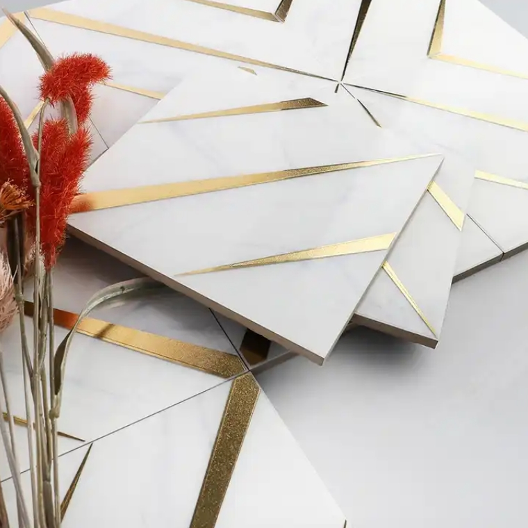 Gold Decor Ceramica Marble Glaze Polish Porcelain Floor Wall Ceramic Tile