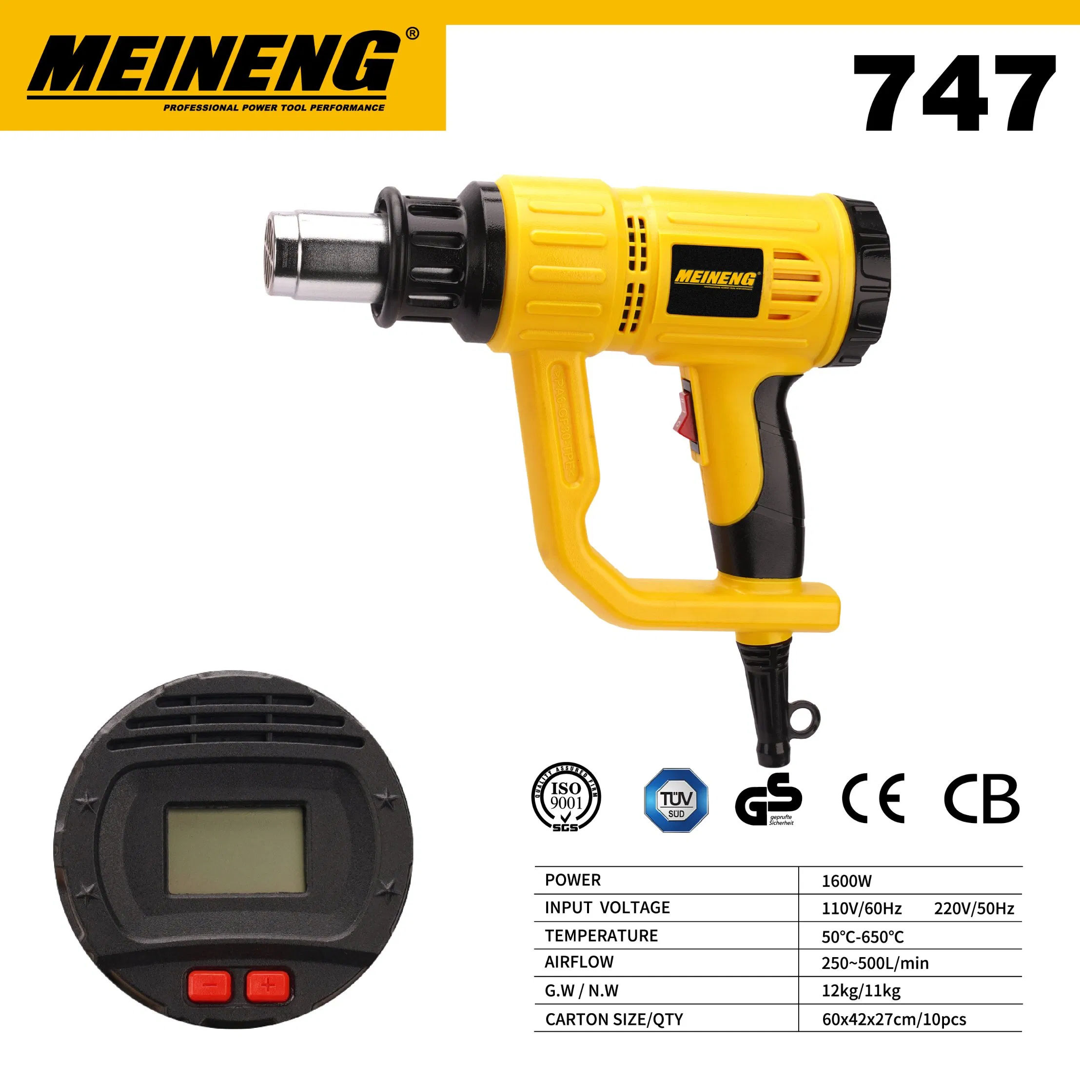 Powerful 747 Heat Gun with Adjustable Temperature and Speed Control