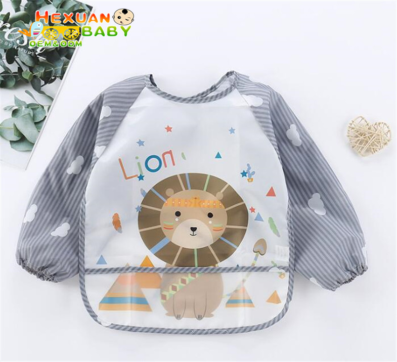 Long Sleeve Waterproof Feeding Baby Bibs for Lunch Cartoon Baby Clothing Baby Apron Waterproof 0-5 Years