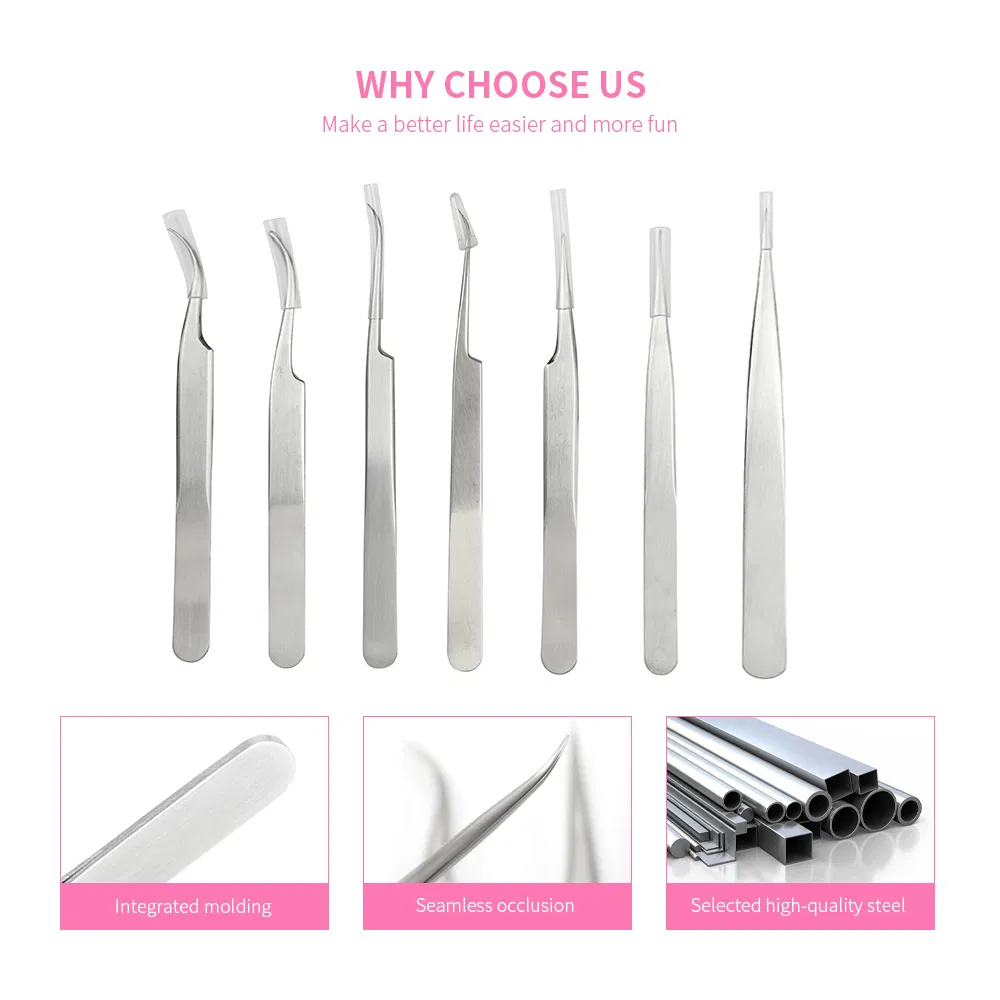Stainless Steel Tip Pointed Eyelash Tweezer Wholesale Medical Eye Lash Extension Eyebrow Tweezers