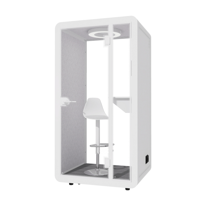 Acoustic Workstation Pod for Libraries with Integrated LED Lights and Air Circulation